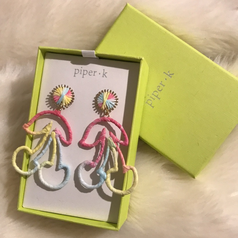 Piper K pastel rainbow Cherry Drop Earrings NEW! Boxed gift